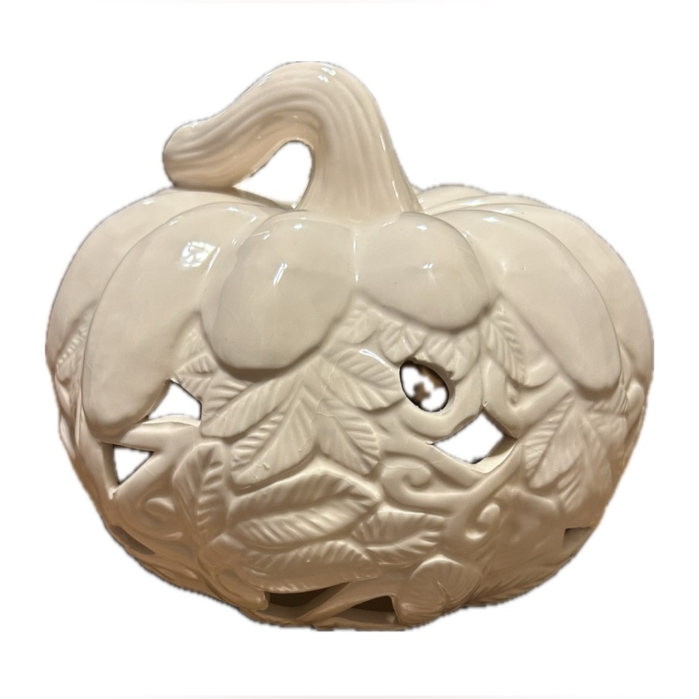 VTG Ceramic White Glazed Pumpkin. - Picture 6 of 10